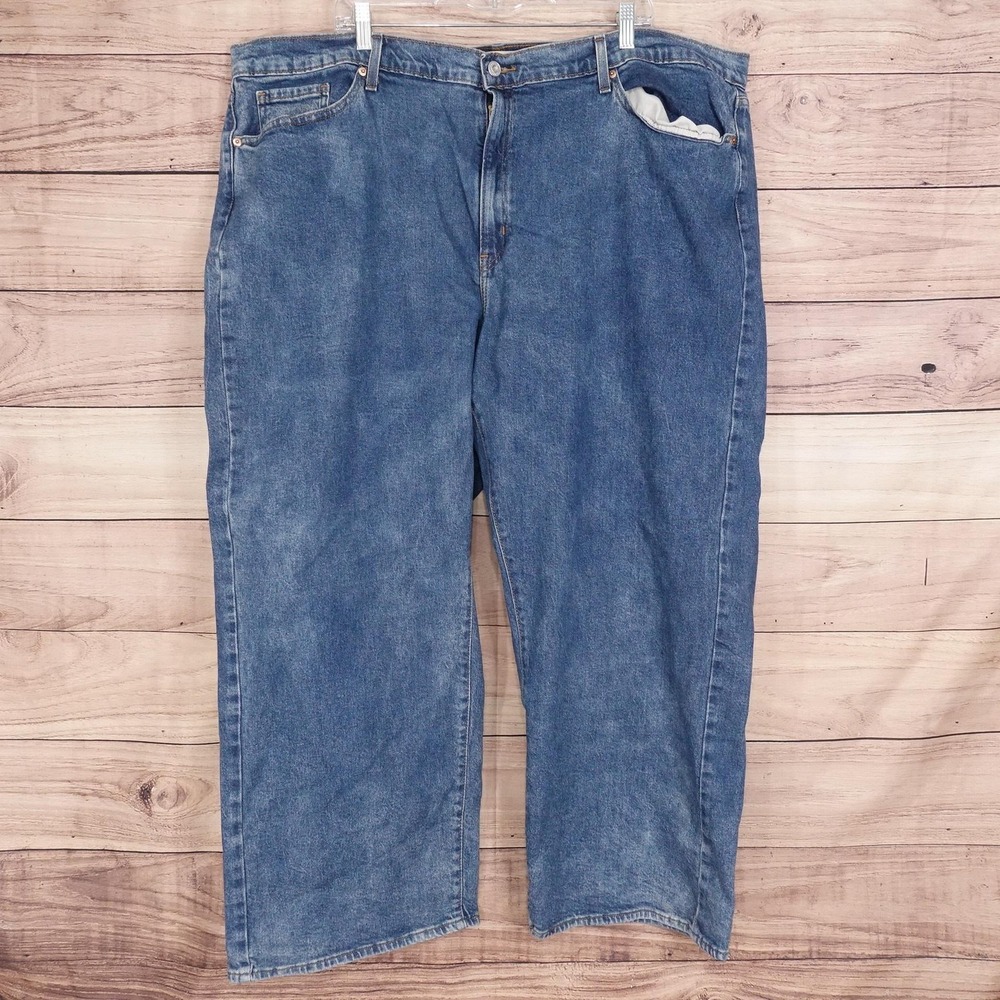 Levi Strauss Signature Heritage Wide Leg Jeans Womens 26 W38 Blue Med Wash Levis